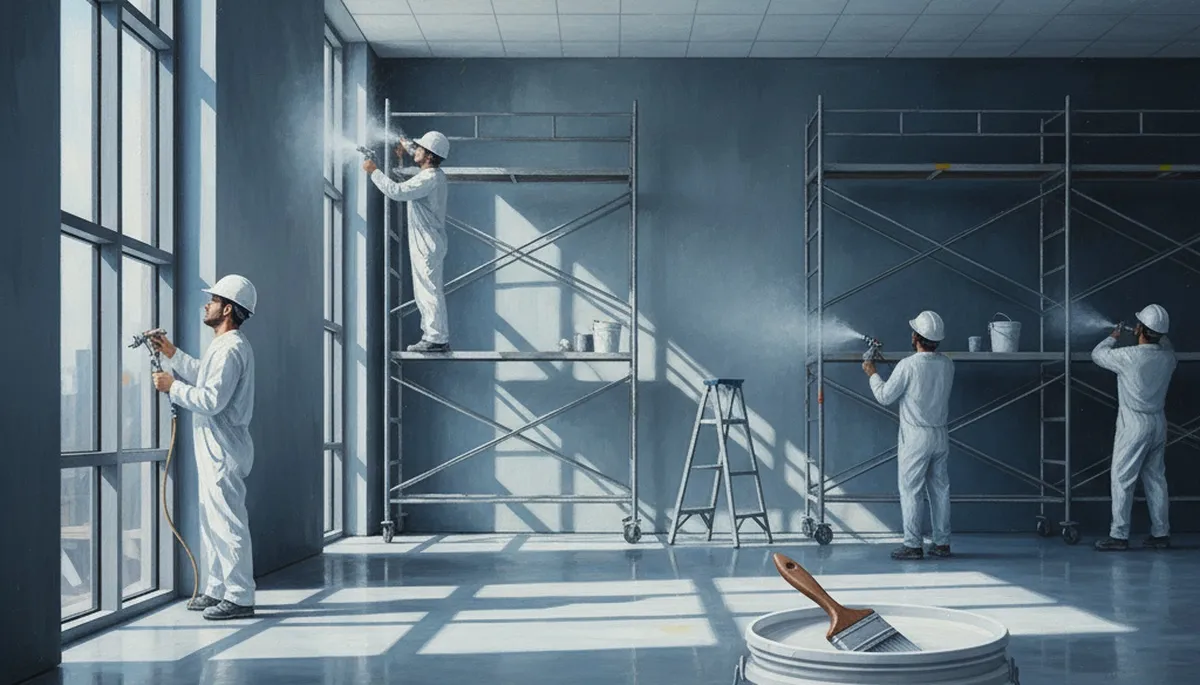 Commercial painters applying durable exterior coating in Mesa, AZ for business properties