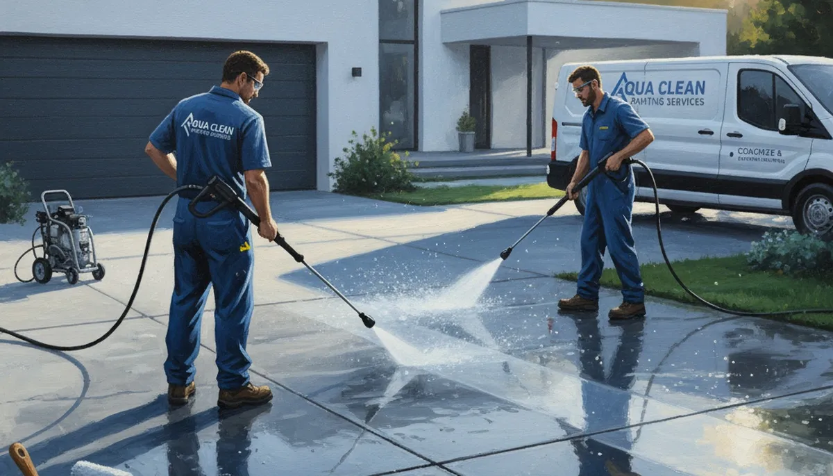 Mesa, AZ concrete pressure cleaning for driveways and patios at a painting service business