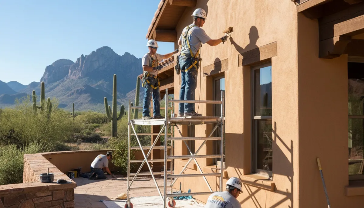 Professional painters in Mesa, AZ completing a residential painting project