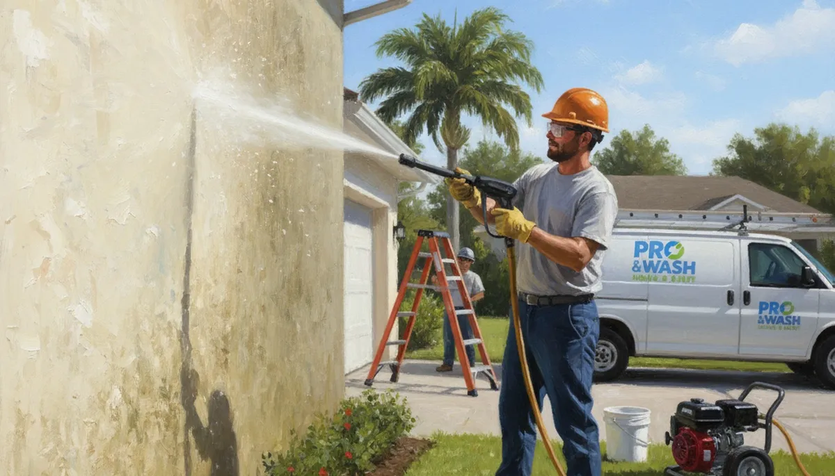 Mesa, AZ pressure cleaning service removing dust and grime from a residential exterior